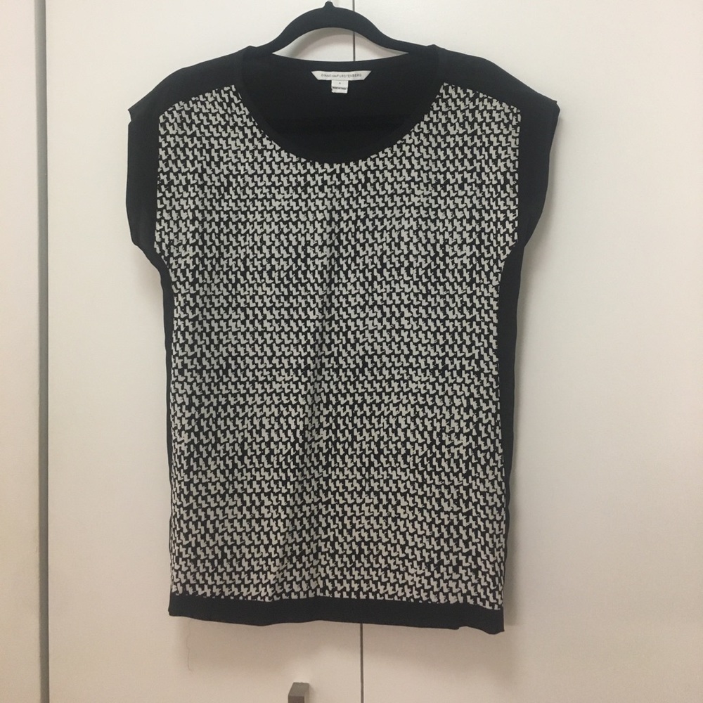 DVF silk black and white blouse