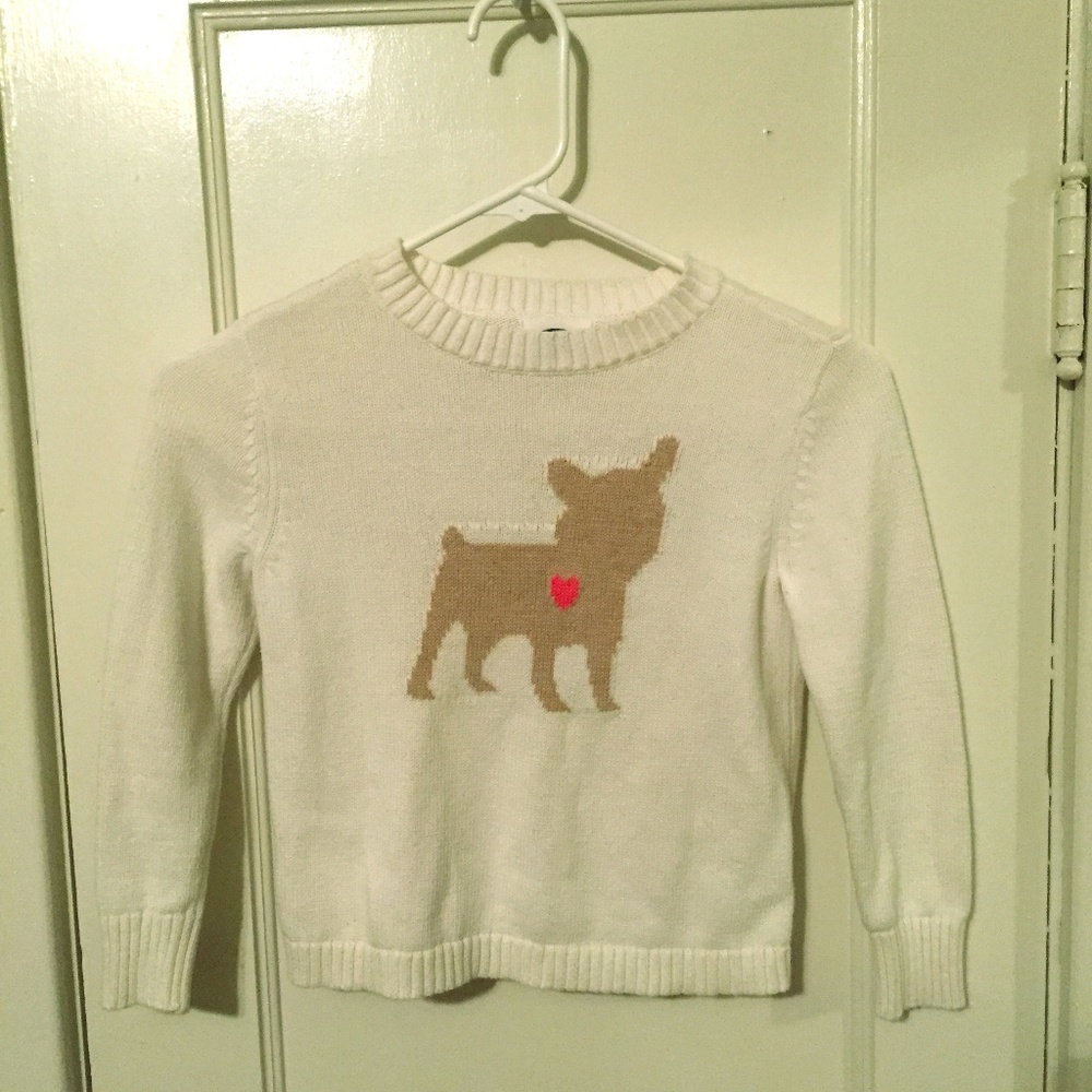 old navy girls white bulldog sweater