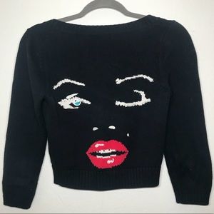Betsey Johnson Wink Marilyn Monroe Cardigan Black