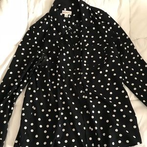 Large Black long sleeve button up blouse