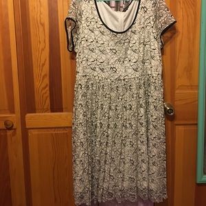 Torrid white and black lace dress with zip back