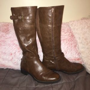 Brown wide calf riding boots
