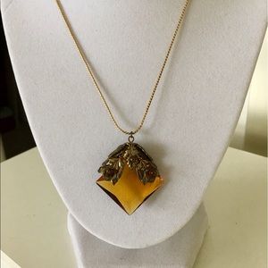 Necklace: Vintage 18"L with three amber color stones, chain included.