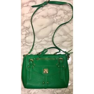 Green pleather cross body bag