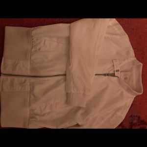 White Anthropologie bomber