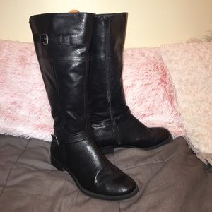 Black wide calf riding boots