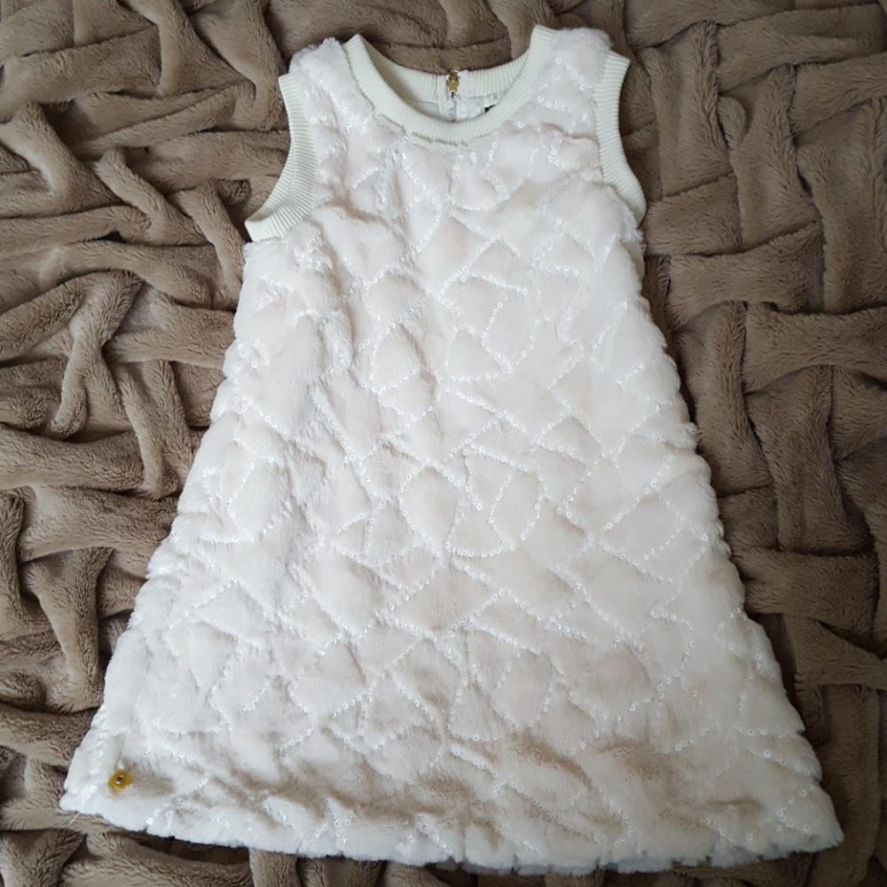 Peace of Cake Girls Winter White Furry Jumper