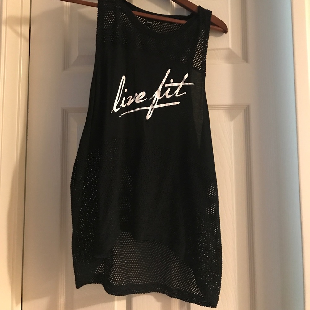 black fitness mesh top