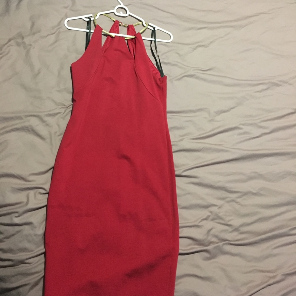 Midi red holiday dress