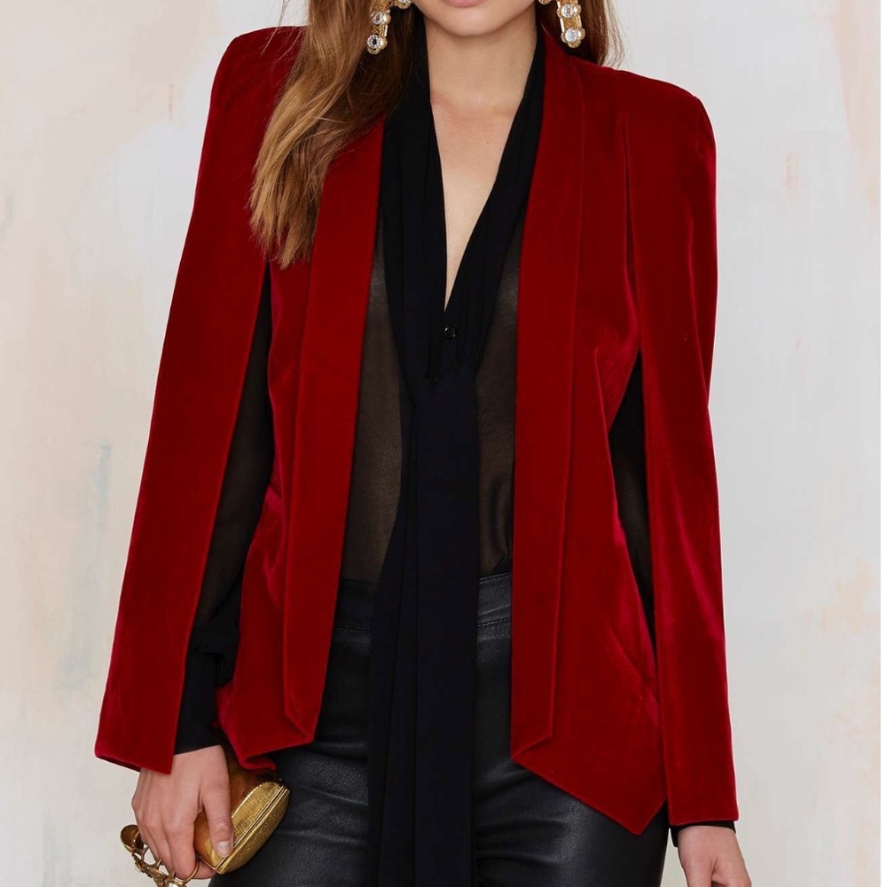 Nasty Gal Red Velvet Cape