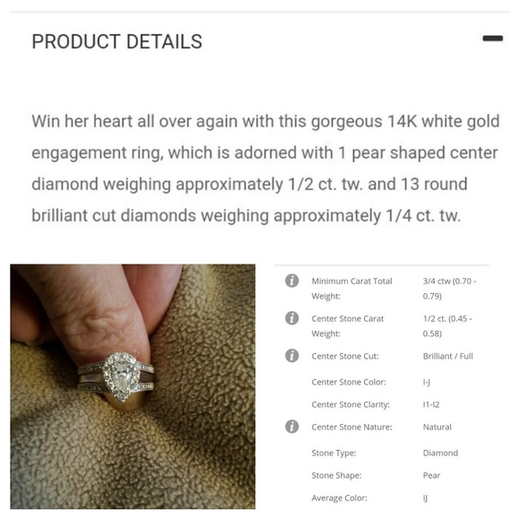 ☡SOLD☡Pear Shaped Diamond Ring with Enhancer - Picture 3 of 8