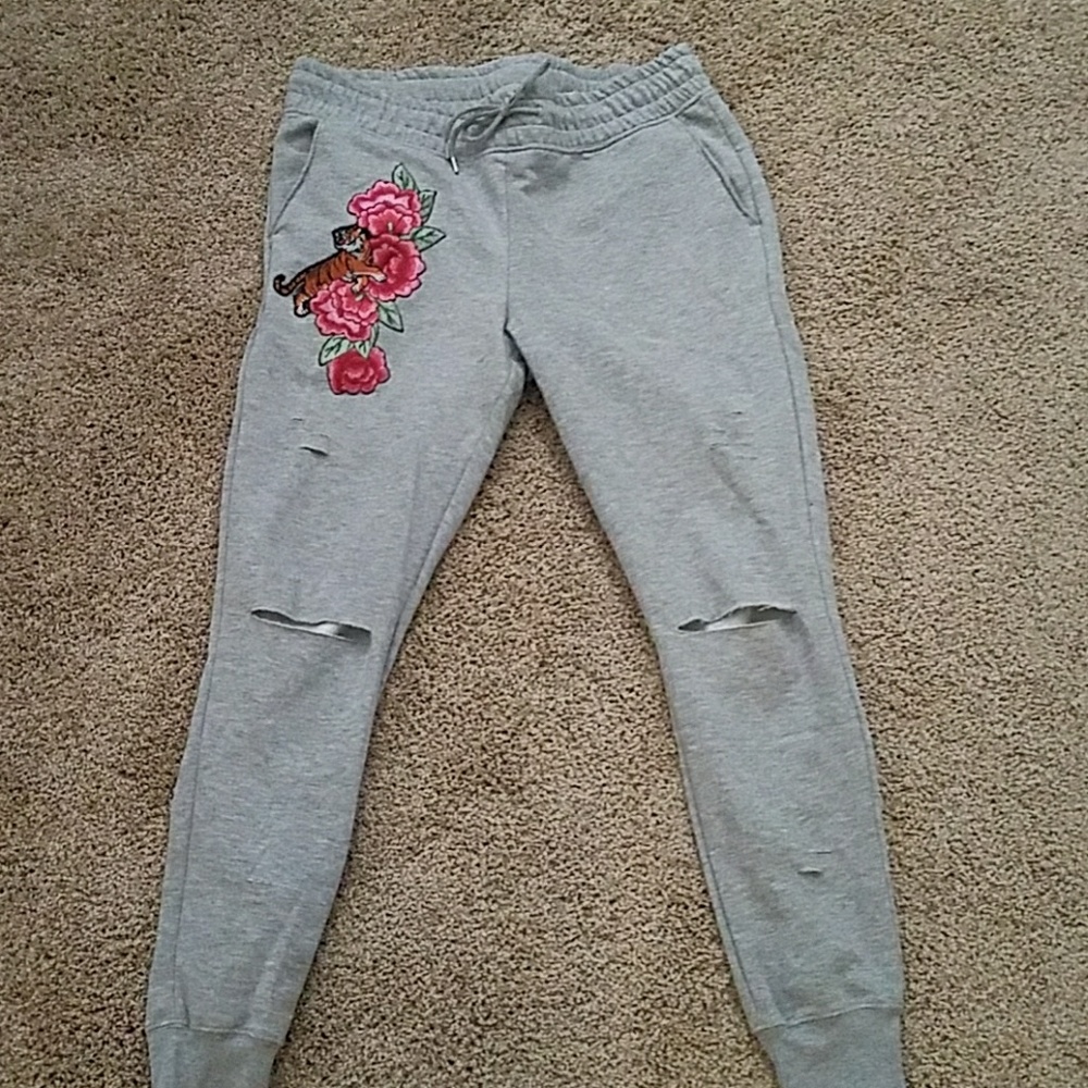 Tiger and flowers sweatpants