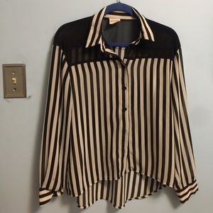 Button down sheer striped shirt