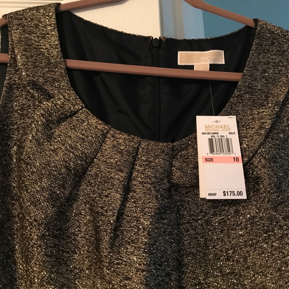 NWT Michael Kors Black & Gold Metallic Dress - Picture 3 of 8