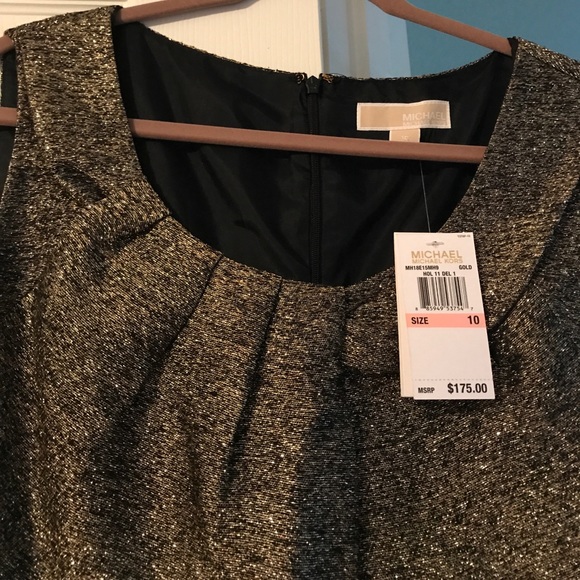 NWT Michael Kors Black & Gold Metallic Dress - Picture 3 of 8