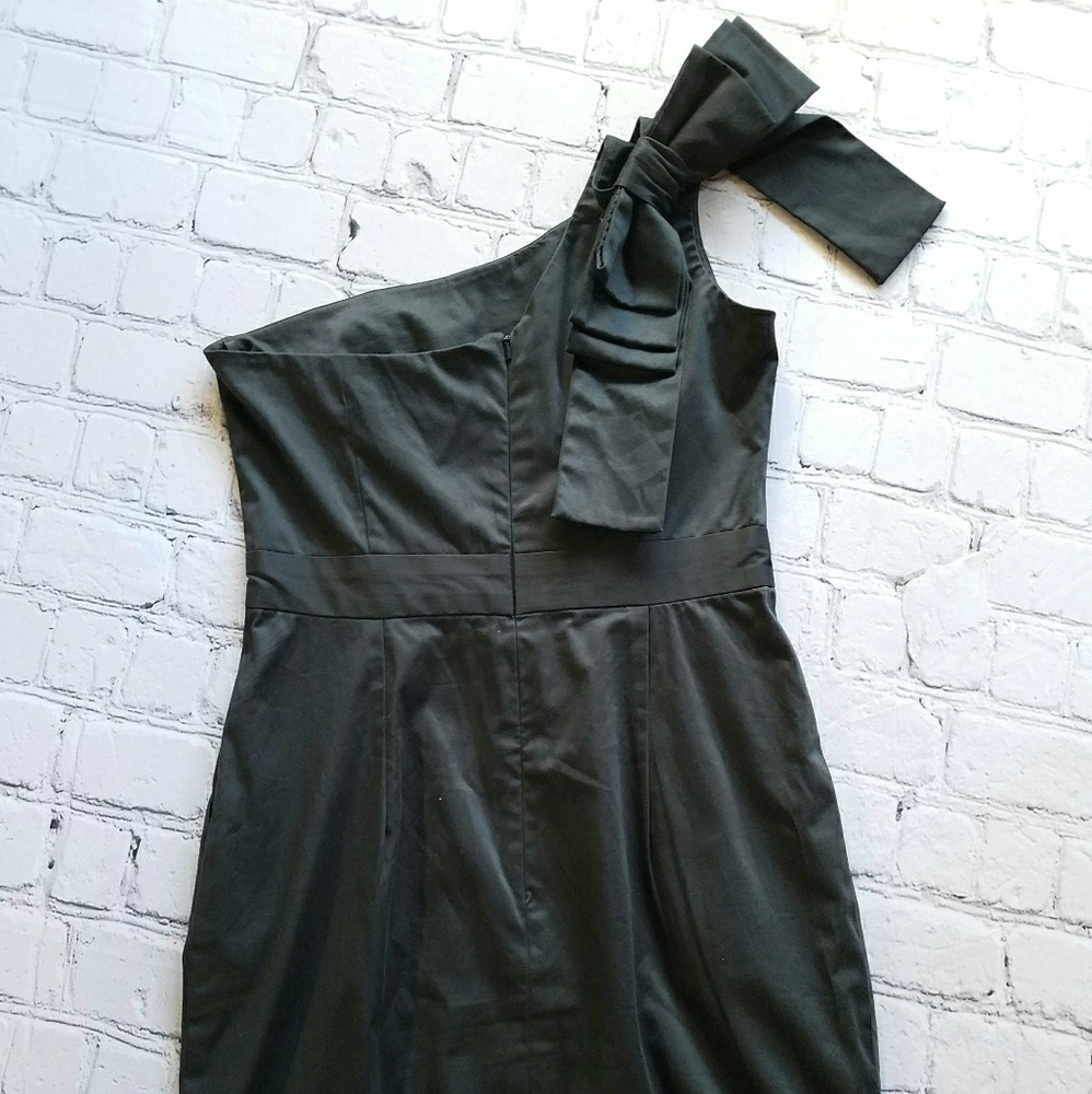 French Connection Dark Grey 1 Shoulder Dress Sz 6 - Picture 2 of 8