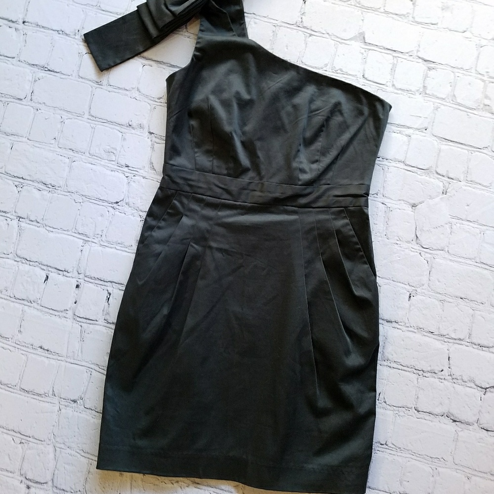 French Connection Dark Grey 1 Shoulder Dress Sz 6 - Picture 4 of 8
