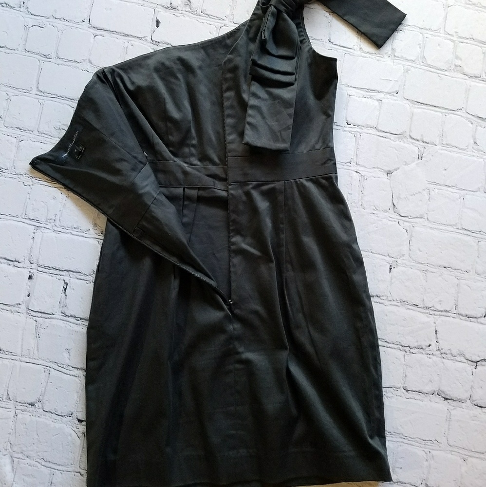 French Connection Dark Grey 1 Shoulder Dress Sz 6 - Picture 7 of 8