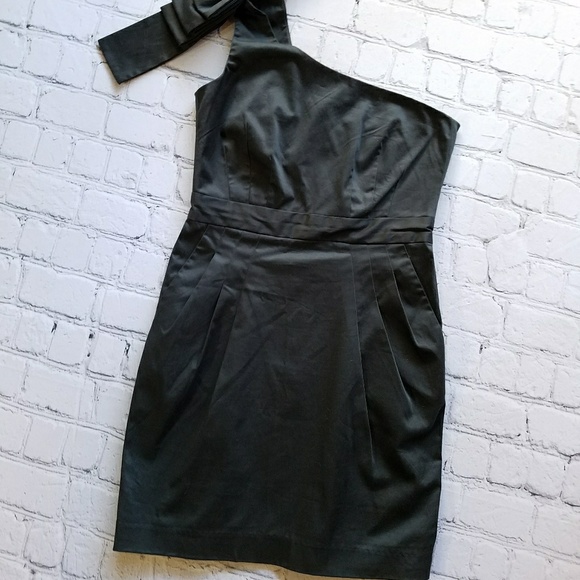 French Connection Dark Grey 1 Shoulder Dress Sz 6 - Picture 4 of 8