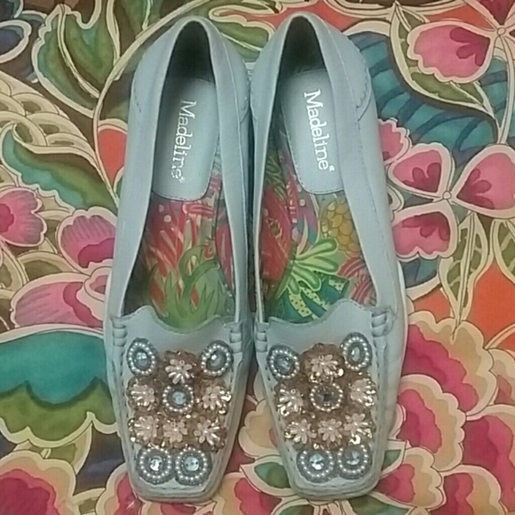 BEDAZZLED POWDER BLUE FLATS - Picture 3 of 5
