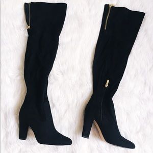 Black Suede Over The Knee Boots