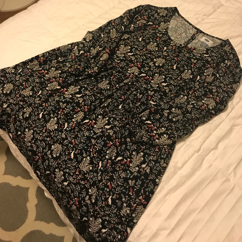 Old Navy Black Floral Swing Dress for Women