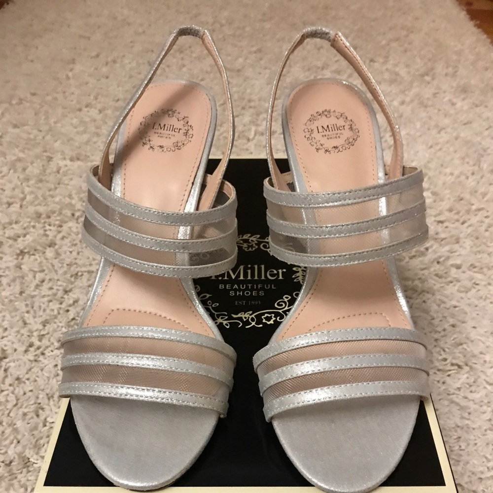 Silver tone dressy sandals