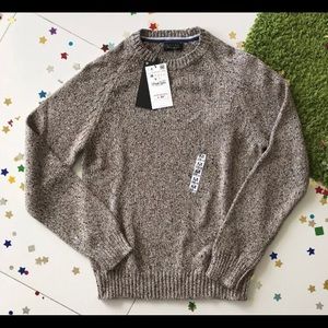 Zara Man Brown long sleeve wool crew neck sweater