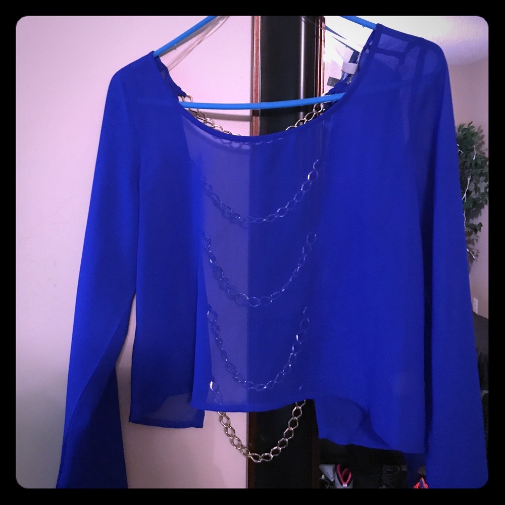 Sheer long sleeve top.