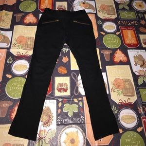 Black Pants with forward side zippers