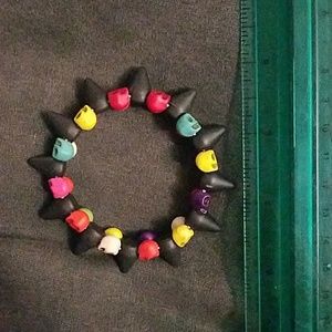 Colorful skull spiked bracelet