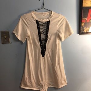 White dress large cut out