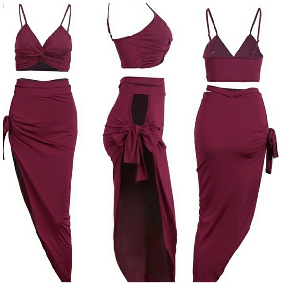 Clear Out🔥Sexy Wrap Two Piece Set in Red - Picture 2 of 6