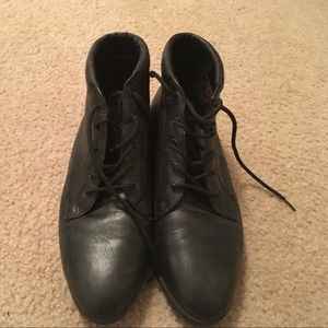 Vintage black leather lace up boots