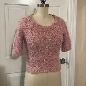 Forever 21 eyelash pink crop sweater size S