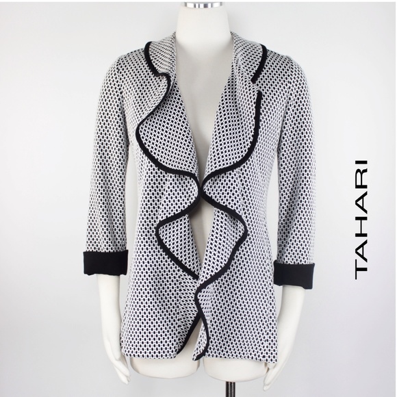 Tahari Jackets & Blazers - Tahari Waterfall Open Front Tweed 3/4 Blazer 827