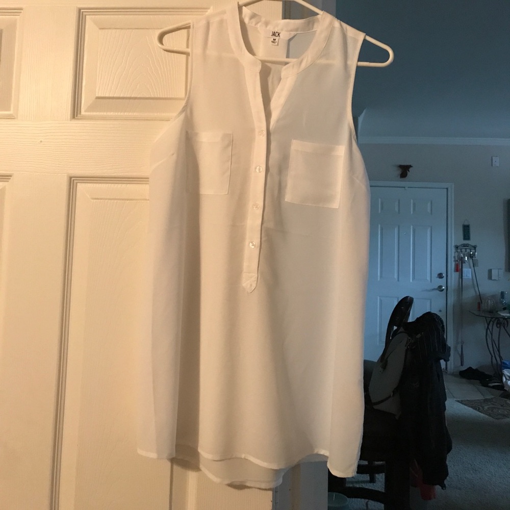 Jack B.B Dakota Ivory Sheer Long Blouse Button NWT