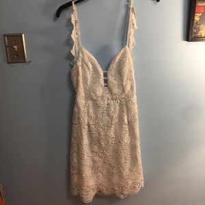 Backless white lace dress