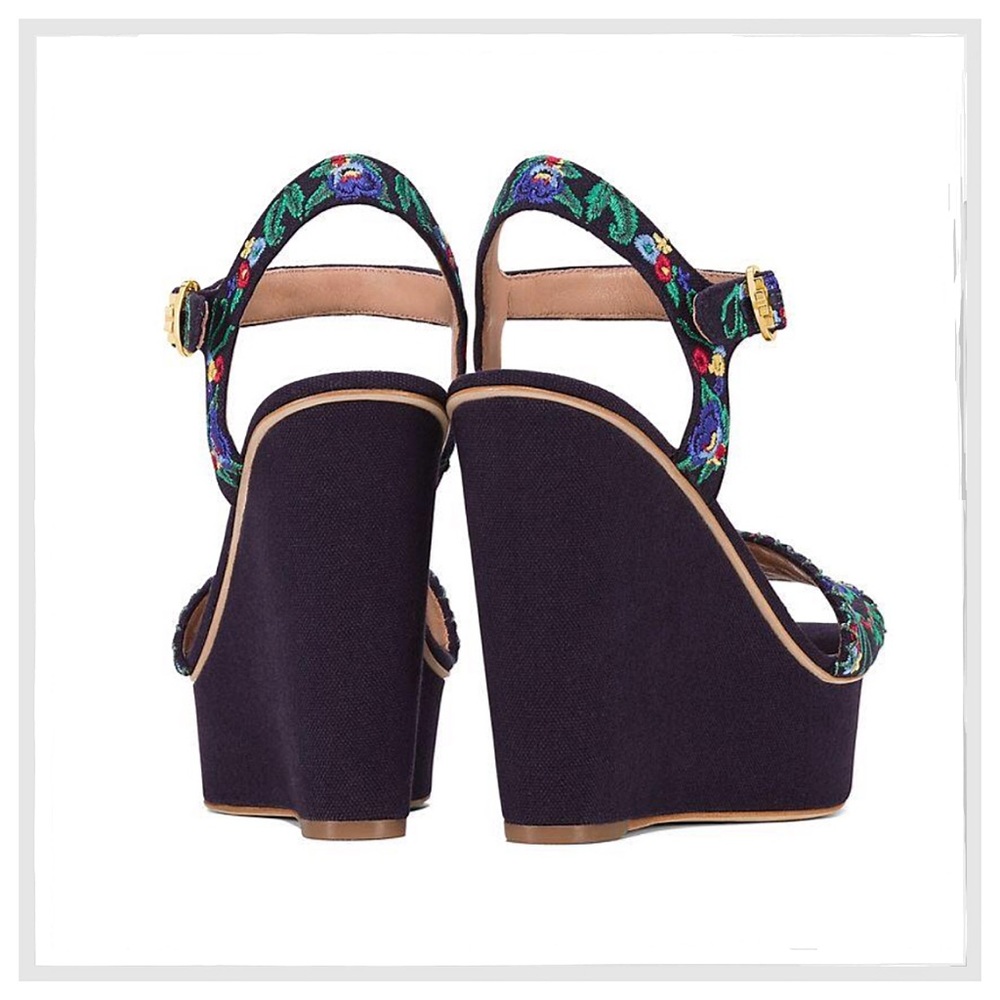Tory Burch Sonoma Embroidered Platform Wedges - Picture 6 of 7