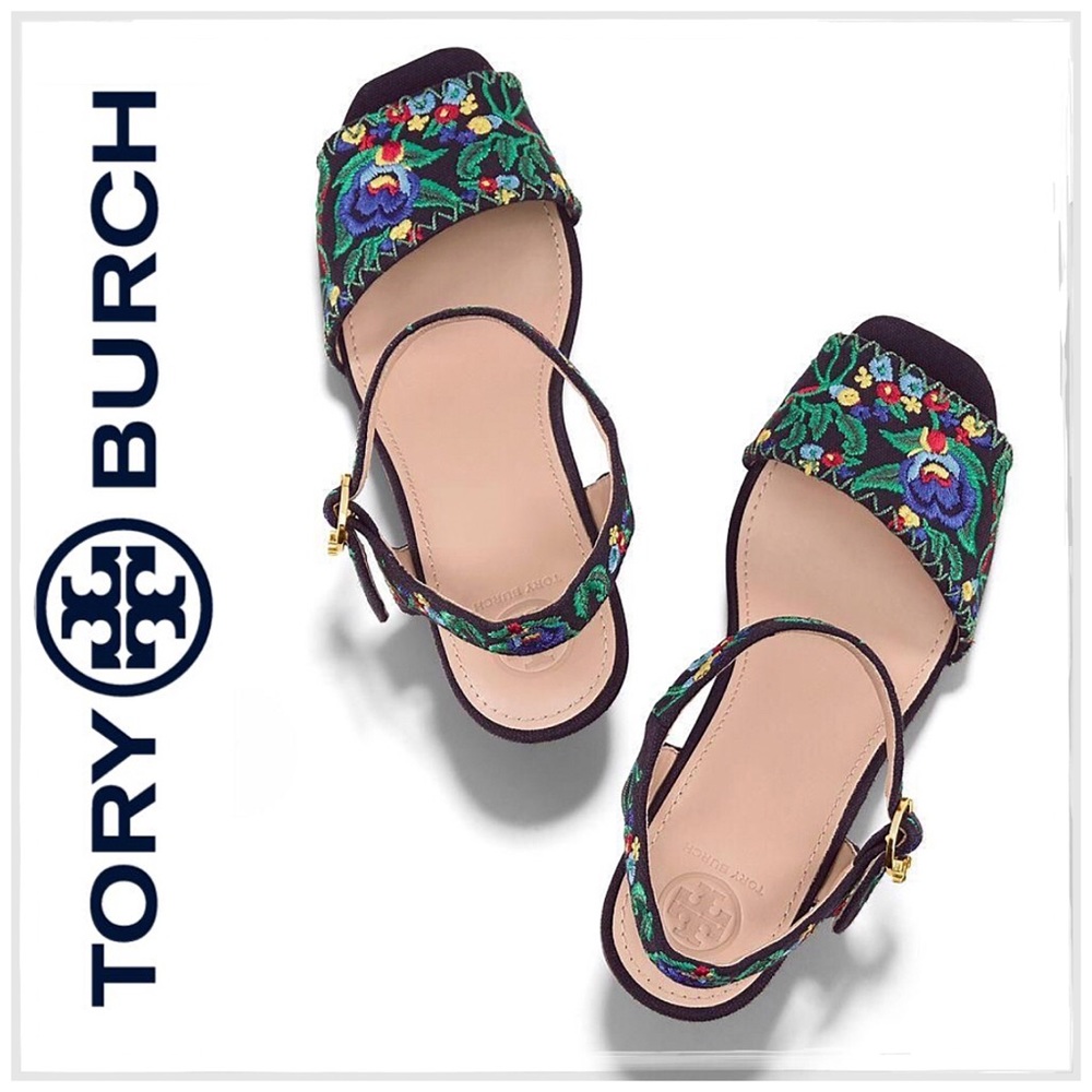 Tory Burch Sonoma Embroidered Platform Wedges - Picture 7 of 7