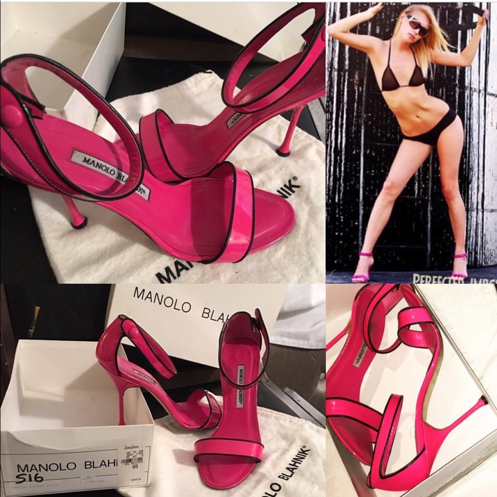 Manolo Blahnik Hot Pink patent leather hells