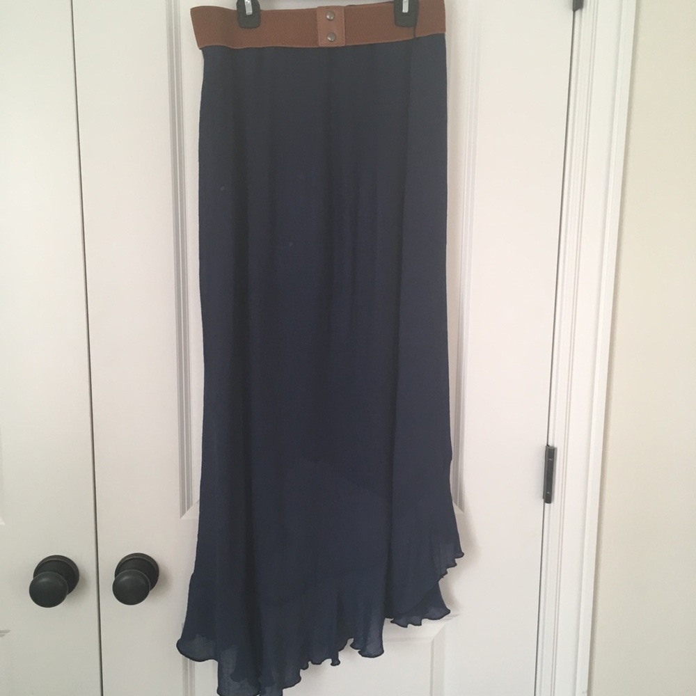 Navy Blue Ruffle Skirt - Picture 2 of 2