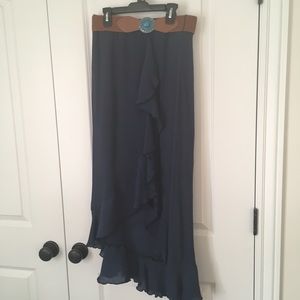 Navy Blue Ruffle Skirt