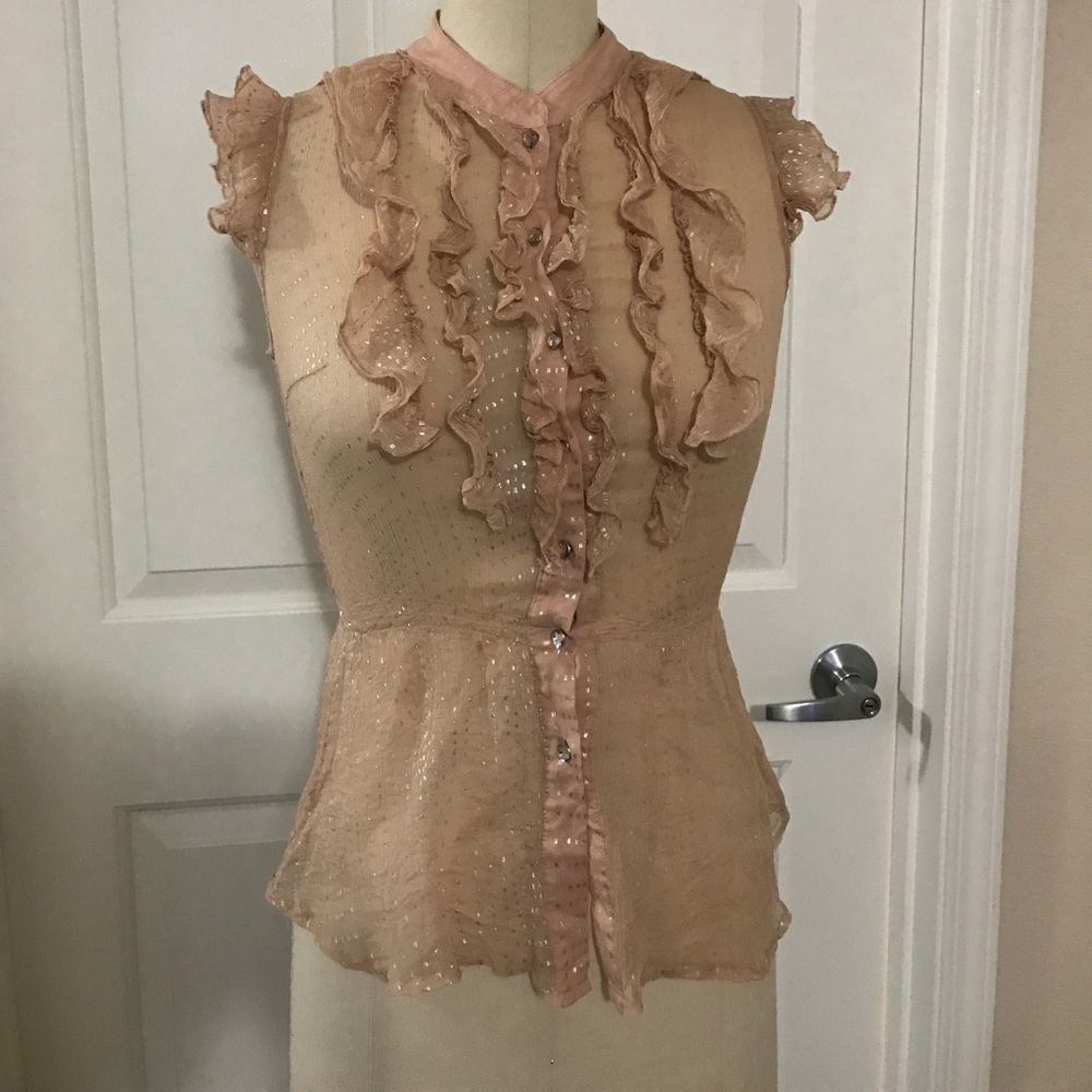 Forever 21 silk sheer ruffle blouse size S