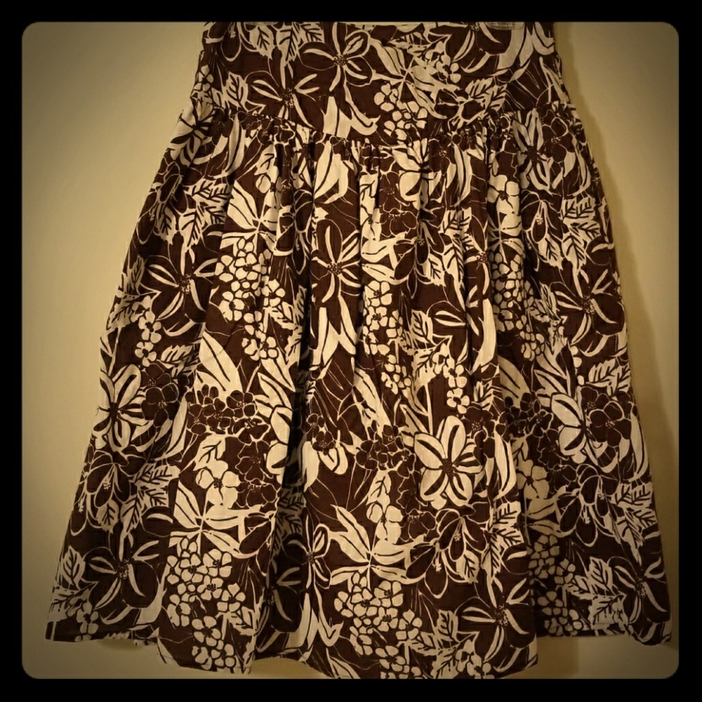 Brown Floral A-Line Skirt