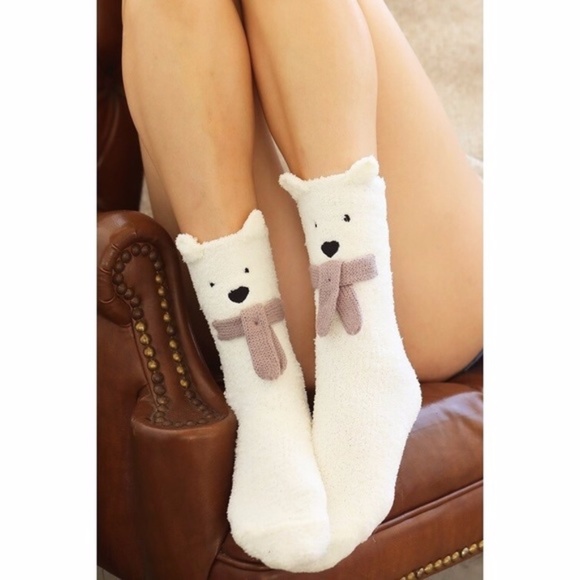 *All Gone!!*Polar Bear Fuzzy Fleece Socks - Picture 3 of 4
