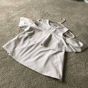 Zara white raffle cold shoulder top