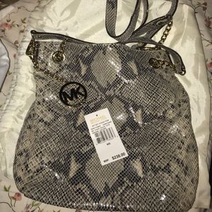 Michael Kors snake skin shoulder tote