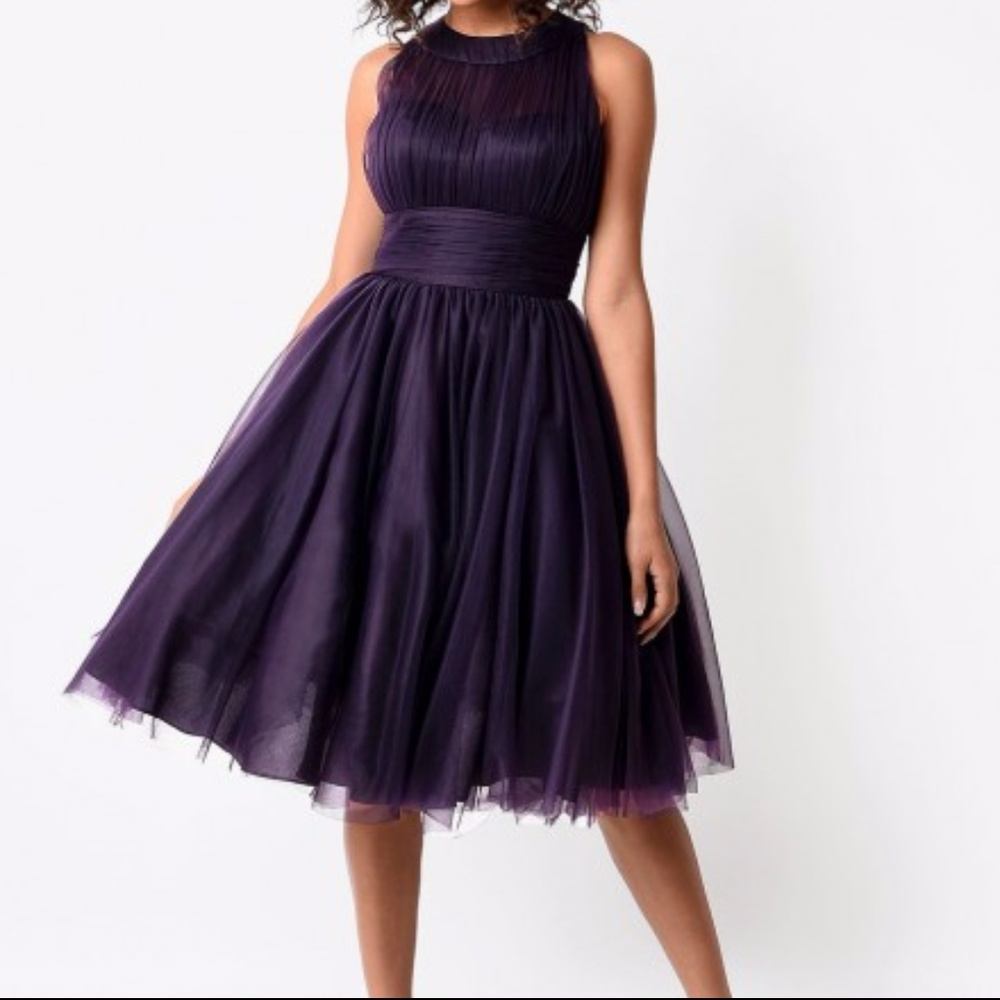 1950s Style Eggplant Halter Swing Dress