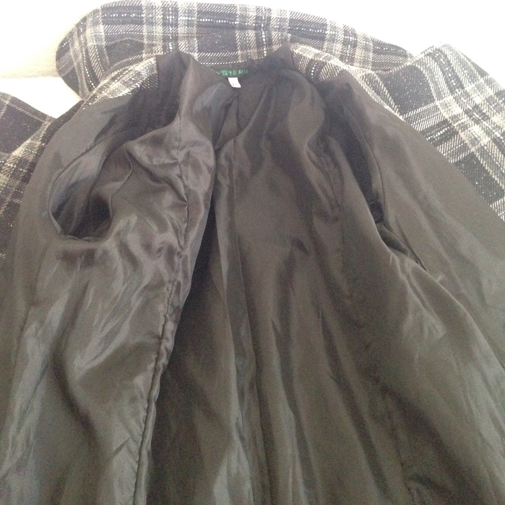 Black white double breasted check trench Coat - Picture 7 of 7